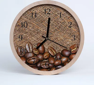 Produktbild von Holzuhr 30fi cm wanduhr - Kaffeebohnen Küche