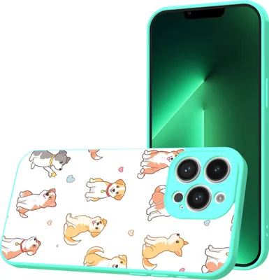 Produktbild von Smartphonica Handyhülle Geeignet für iPhone 13  Pro mit Hunden drucken - TPU Back Cover Case Hunde Design - Türkis