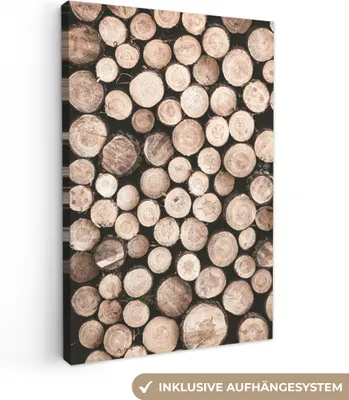 Produktbild von MuchoWow® - Leinwandbilder - Baumstämme - Winter - Natur, Wandbild, Wanddeko Bilder Wohnzimmer, 20x30 cm
