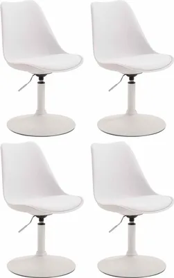Produktbild von 4-teiliges Esszimmerstuhl-Set – Küchenstühle – bequemes und um 360 ° drehbares Design | Farbe: Weiß | Grundfarbe: weiß