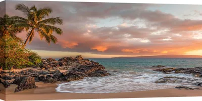Produktbild von Leinwandbilder, Meereslandschaft, Sonnenuntergang an einem tropischen Strand - 120x60 cm