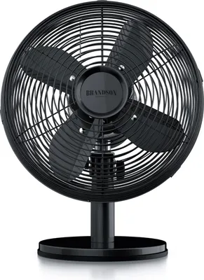 Produktbild von Brandson Tischventilator Design Retro, Ventilator mit 3 Geschwindigkeitsstufen, 80° oszillierend, ca. 40° neigbar, Robustes Vollmetallgehäuse, Blackline, Schwarz