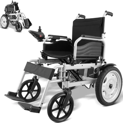 Produktbild von VEVOR motorový invalidní vozík pro seniory, nosnost 120 kg, šířka 444,50 mm, skládací motorový vozík s motorem, dojezd až 20 km, motorový vozík do každého terénu, nastavitelná opěrka zad