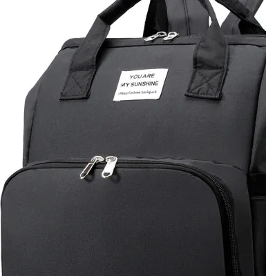 Produktbild von Babywindeltasche, große Kapazität, tragbar, multifunktional, atmungsaktiv, faltbar, Rucksack, Schwarz