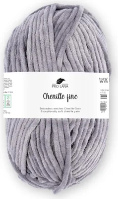 Produktbild von Pro Lana Chenille fine 50 g/100 m 100% Polyester dünnes, weiches Chenillegarn z. Häkeln u. Stridken,  192 grau