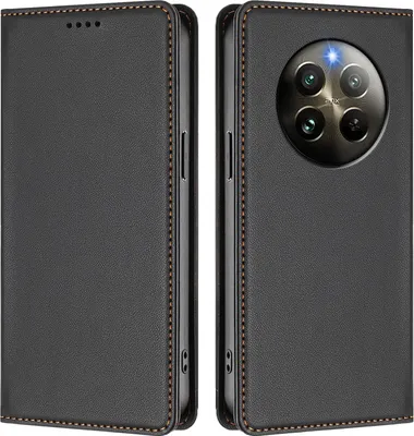 Immagine prodotto di Custodia in pelle per Realme 13 4G, flip case magnetico in Finto cuoio con supporto Nero