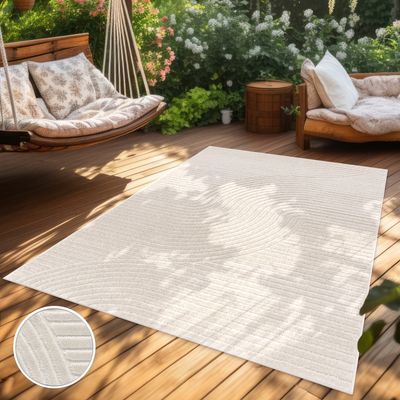 Outdoor Teppich Wetterfest Balkon Wohnzimmer Skandinavisches Boho Einfarbig Grösse 160x230 cm