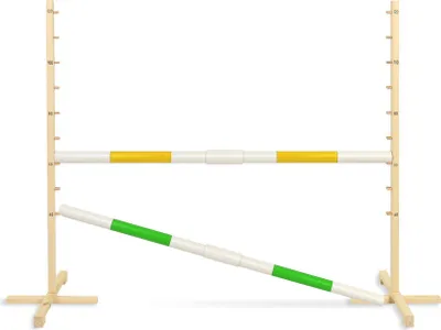 Immagine prodotto di Ostacolo di salto per cavallo Hobby 160cm, h-120 cm, due travi - giallo e verde