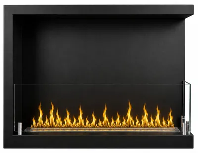Image de Sutri 60 - Cheminée d'angle droite encastrable au bioéthanol 60x45x22,4 cm avec brûleur en acier de 1,5 litre
