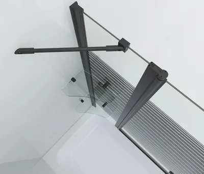 Produktbild von Duschwand Badewanne schwarz 150x140cm 3 teilig mit Nano Beschichtung