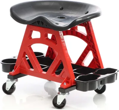 Produktbild von Dielenský vozík XPOtool s nosnosťou do 150 kg Dielenské sedadlo otočné o 360° so zásobníkom na náradie Kôš na malé diely Dielenská pojazdná stolička