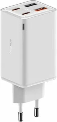 Imagen del producto de Baseus GAN6, adaptador de corriente de 65W + cable USB-C de 100W, con detección automática, para uso con corriente alterna, color blanco