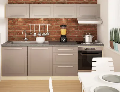 Immagine prodotto di Cucina singola "Kvantum" 220 cm con frontali in rovere artigianale MDF beige opaco