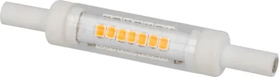 A single LED light bulb with white connectors on a white background.