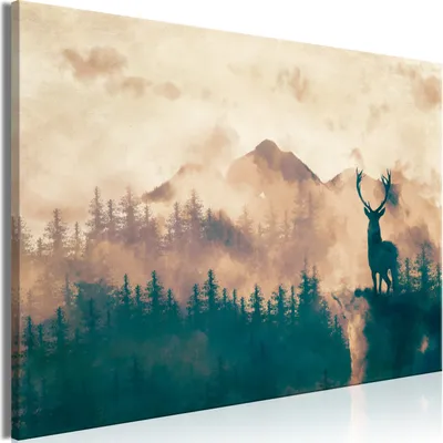 Produktbild von Vliesstoff Leinwandbild - Proud Deer (1 Part) Wide 90x60 cm Tiere c-A-0210-b-a