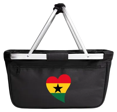 Produktbild von Huuraa Einkaufskorb Ghana Flagge Herz 20 Liter Black faltbarer Tragekorb Geschenkidee