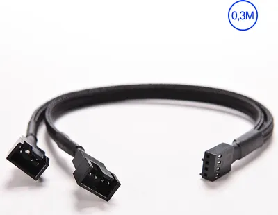 Produktbild von Lüfter Verteiler Splitter 1x Buchse 2x Stecker Y Kabel 4 PIN Adapter 30CM
