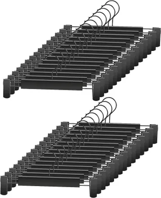 Produktbild von PolkaHome® 10er-Set Hosenbügel, Platzsparende Kleiderbügel mit 360° drehbaren Haken und verstellbaren Clips, für Hosen, Röcke, Jeans,