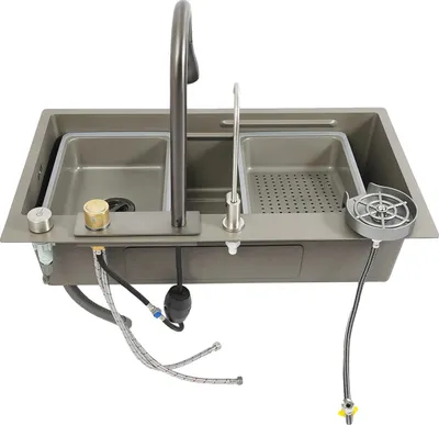 Immagine prodotto di Lavello da cucina integrato, acciaio inossidabile, doppio lavello, grigio