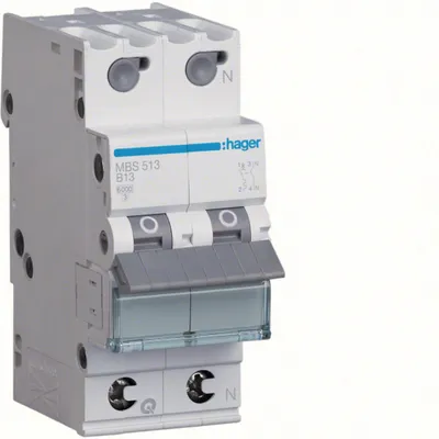 Produktbild von Hager LS-SCHALTER 1P+N 13A-B6KA 2PLE (MBS513 QUICK CONNECT)