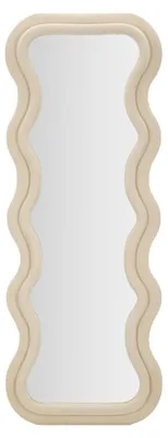 Produktbild von Wandspiegel Emily Wavy in cremefarbenem Samt 67x166 cm