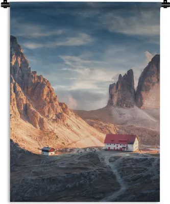 Produktbild von MuchoWow® Wandteppich Wandbehang Haus - Berge - Landschaft 60x80 cm Tapisserie Dekoration Wandtuch - Decke - Wandtücher - Wohne