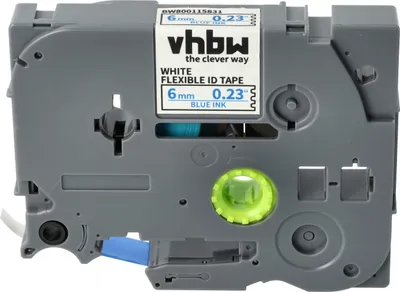 Produktbild von vhbw Schriftband-Kassette kompatibel mit Brother PT 900, 550, 540, 3600, 500-Series, 350, 340 Etiketten-Drucker 8m x 6mm Blau auf Weiß, Flexibel