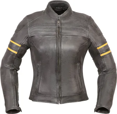 Produktbild von Modeka Iona Damen Motorrad Lederjacke, schwarz/gelb, 44