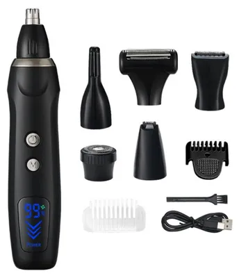 Immagine prodotto di INF Kit Tagliacapelli Elettrico 6-in-1 — Ricaricabile Senza Filo, Impermeabile e Lavabile per Barba, Capelli, Sopracciglia, Naso e Corpo Nero
