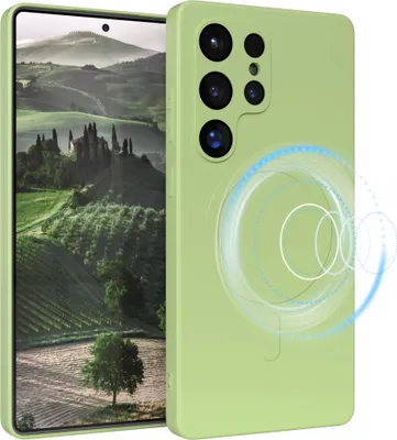 Produktbild von EAZY CASE - Silikonhülle magnetisch für Samsung Galaxy S25 Ultra, Hülle Silikon, weich stoßfeste Magnet Handyhülle, Schutzhülle mit Kameraschutz, TPU Bumper in Grün