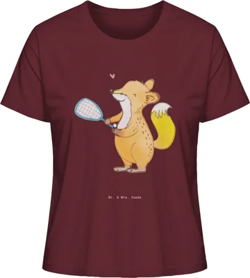 Produktbild von Mr. & Mrs. Panda Basic Shirt Damen Fuchs Squash spielen Größe L - Burgundy - Geschenk, T-Shirt, Kurzarmshirt, Ballsport, Oberteil, Squashhalle
