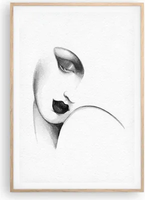 Produktbild von Gerahmtes Poster - Rahmen in heller Eiche - Porträt Frau Skizze - 70x100 cm - Wand Bild - Wanddeko - Wandbilder - Kunstposter - Wandposter - Bilderrahmen - Bilder - Kunstdruck - P2NPA70x100-4475