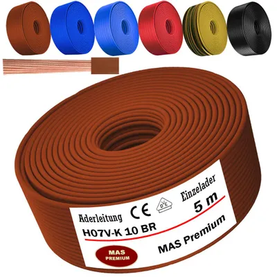 Image de Câble d'alimentation unipolaire H07 V-K, marron, 1 x 10 mm², flexible
