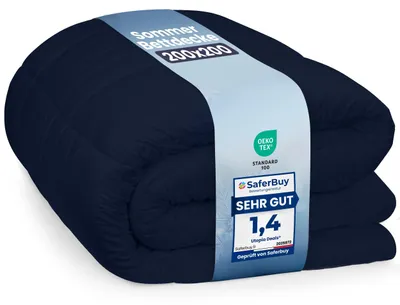 Image de Couverture Utopia Bedding, 200 x 200 cm, couverture légère avec rembourrage en polyester pour les 4 saisons, en microfibre, pour 2 personnes (bleu marine)