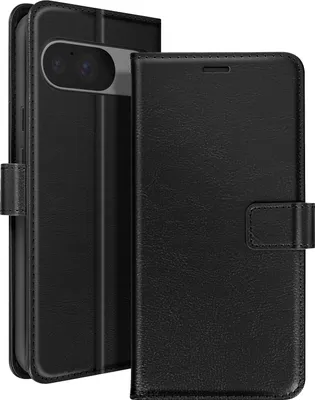 Image de Mayaxess, Google Pixel 9 / 9 Pro Etui portefeuille avec fonction de support et dragonne, noir