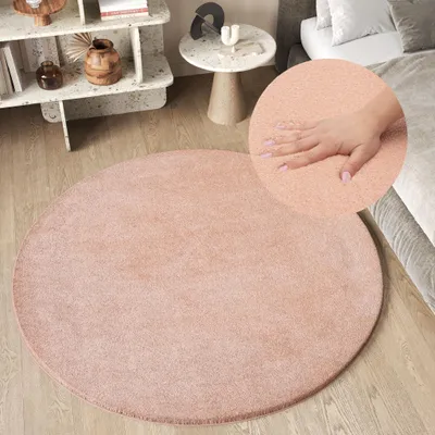 Obrázek produktu pro Tapiso Koberec CUDDLE Round Unicoloured Modern Pink Obývací pokoj 160 x 160 cm