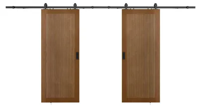 Produktbild von Doppelschiebetür für Wandmontage aus MDF und Holz natur dunkel - 2 x H 205 x B 83 cm - SANDORA