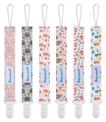 Produktbild von Schnullerketten 6 Stück BPA-frei Stoff für Mädchen & Jungen, universell für Schnuller & Beißspielzeug