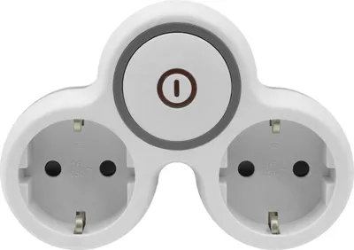 Immagine prodotto di Adattatore doppia presa 2x Schuko 230V con interruttore grigio-bianco