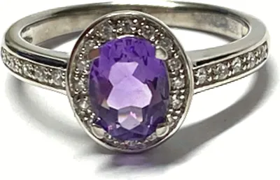 Produktbild von Ring Amethyst Zirkonia 925 Silber rhodiniert Schmuckring Solitärring #58