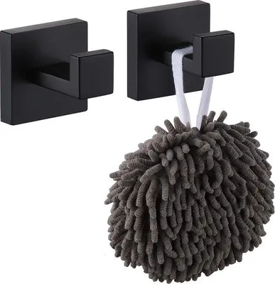 Image de Crochet mural noir en acier inoxydable 304