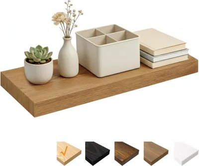 Produktbild von Eiche Wandregale, 60 x 23,5 x 3,8 cm Wandboard Holz, Holzregal Wand mit unsichtbaren Halterungen, Schweberegal für Schlafzimmer, Wohnzimmer, Badezimmer, Küche, Waschküche, Büro