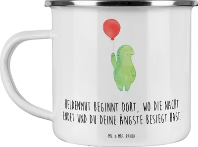 Produktbild von Mr. & Mrs. Panda Emaille Becher Ängste vor Monstern besiegen - Weiß - Geschenk, Phantasie, Tasse, Lebensfreude, Mut und Lebenskraft, Pott, Vertrauem, Schutz, Teetasse