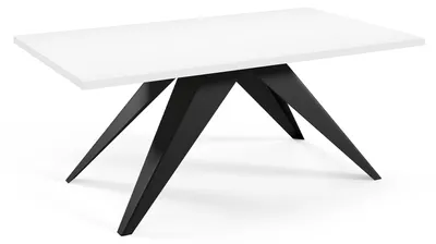 Produktbild von MEBLINI Esstisch Ausziehbar aus Metall - 140-240x80x76cm - VENTI - Weiß Matt/Schwarz Matt - Loft - Esszimmertisch Modern - Küchentisch - Ausziehtisch - Dining Table