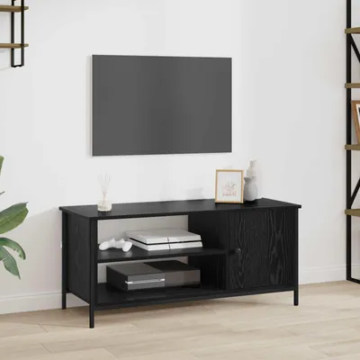 Image de Maison Exclusive - Meuble TV, dimensions 100 x 40 x 45 cm, finition noire imitation chêne, fabriqué en panneaux de particules
