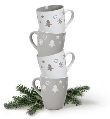Produktbild von Weihnachtstassen 4er Set einfarbig Skandi Weihnachtsdeko