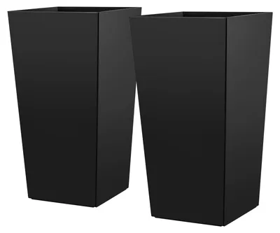 Zdjęcie produktu dla Zestaw 2 donic SucceBuy 390 x 390 x 750 mm, doniczka, donica, pojemnik na rośliny z PP, skrzynka na rośliny z doniczką wewnętrzną i otworami drenażowymi, idealna do roślin domowych i ogrodowych, kolor czarny