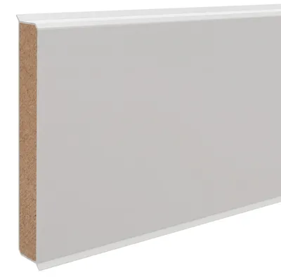 Produktbild von Döllken | 2,50 m | Sockelleiste Cubu flex life 80 Weiß, Flexible Sockelleiste mit HDF Kern, Weichlippe für Wand und Boden, Montage mit Heißschmelzkleber, Länge 2500 mm