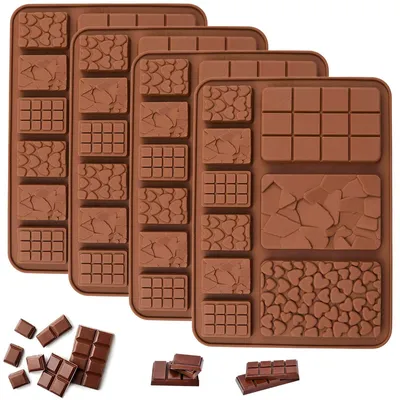 Silikon-Chocoladeform, 4 Stück, für Schokolade, Bonbons, Süßigkeiten