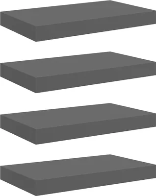 Zdjęcie produktu dla Półki Ścienne, 4 Szt., Szare, Wysoki Połysk, 40X23X3,8 Cm, Mdf Lumarko!
